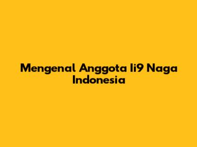 Mengenal Anggota Ii9 Naga Indonesia