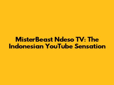 MisterBeast Ndeso TV: The Indonesian YouTube Sensation