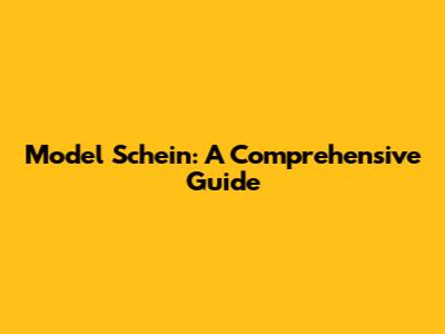 Model Schein: A Comprehensive Guide