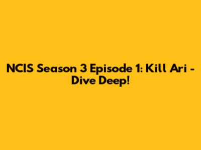 NCIS Season 3 Episode 1: Kill Ari - Dive Deep!