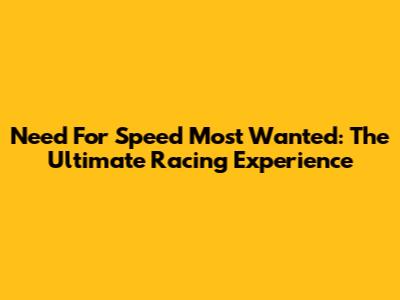 Need For Speed Most Wanted: The Ultimate Racing Experience