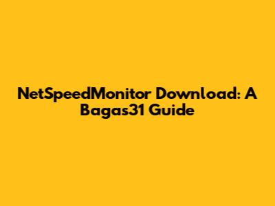 NetSpeedMonitor Download: A Bagas31 Guide