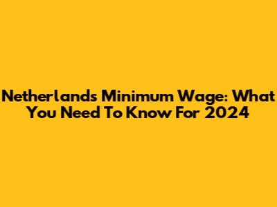 Netherlands Minimum Wage: What You Need To Know For 2024