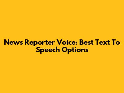 News Reporter Voice: Best Text To Speech Options