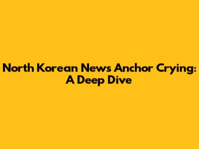 North Korean News Anchor Crying: A Deep Dive