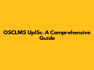 OSCLMS UpISc: A Comprehensive Guide