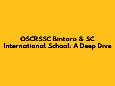 OSCRSSC Bintaro & SC International School: A Deep Dive