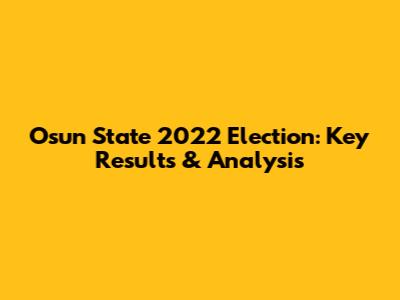 Osun State 2022 Election: Key Results & Analysis