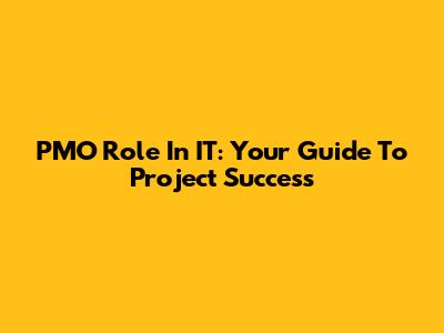 PMO Role In IT: Your Guide To Project Success