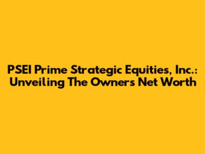 PSEI Prime Strategic Equities, Inc.: Unveiling The Owner's Net Worth