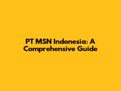 PT MSN Indonesia: A Comprehensive Guide