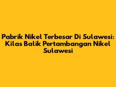Pabrik Nikel Terbesar Di Sulawesi: Kilas Balik Pertambangan Nikel Sulawesi