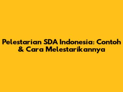 Pelestarian SDA Indonesia: Contoh & Cara Melestarikannya