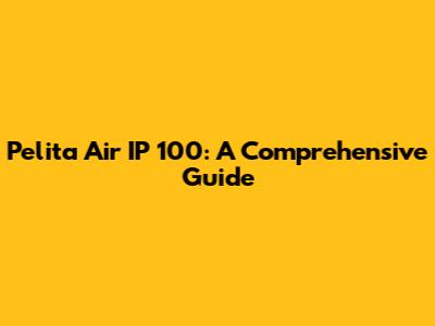 Pelita Air IP 100: A Comprehensive Guide