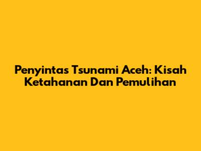 Penyintas Tsunami Aceh: Kisah Ketahanan Dan Pemulihan