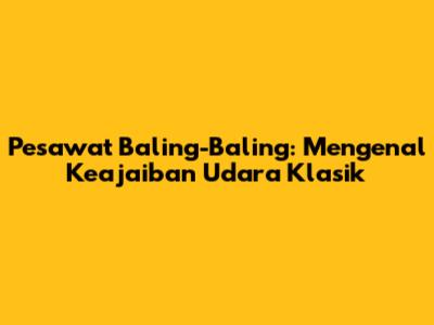 Pesawat Baling-Baling: Mengenal Keajaiban Udara Klasik