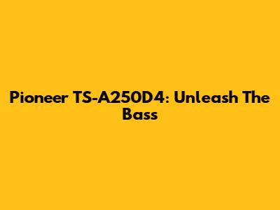 Pioneer TS-A250D4: Unleash The Bass