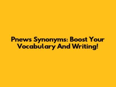 Pnews Synonyms: Boost Your Vocabulary And Writing!