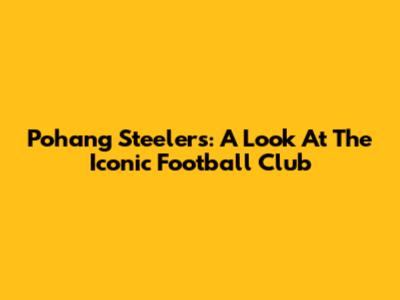 Pohang Steelers: A Look At The Iconic Football Club