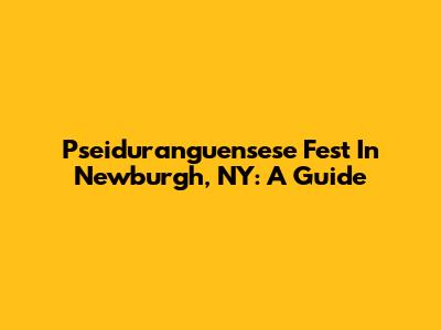 Pseiduranguensese Fest In Newburgh, NY: A Guide