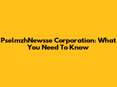 PselmzhNewsse Corporation: What You Need To Know