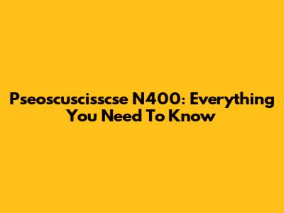 Pseoscuscisscse N400: Everything You Need To Know