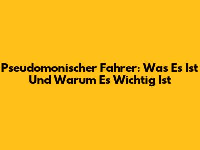 Pseudomonischer Fahrer: Was Es Ist Und Warum Es Wichtig Ist