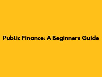 Public Finance: A Beginner's Guide