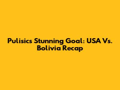 Pulisic's Stunning Goal: USA Vs. Bolivia Recap