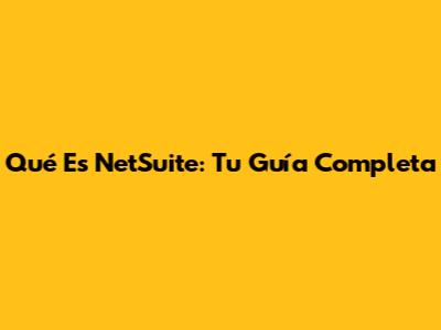 Qué Es NetSuite: Tu Guía Completa