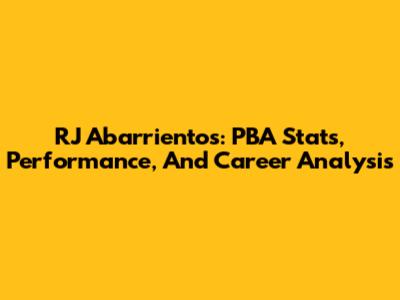 RJ Abarrientos: PBA Stats, Performance, And Career Analysis