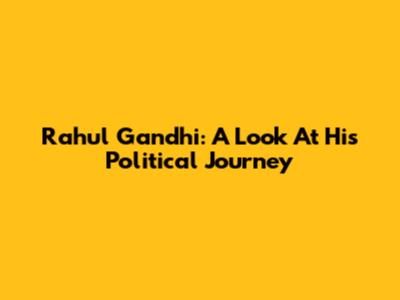 Rahul Gandhi: A Look At His Political Journey