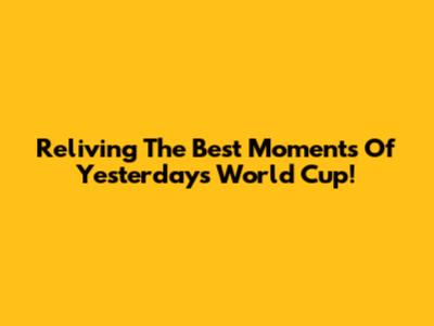 Reliving The Best Moments Of Yesterday's World Cup!