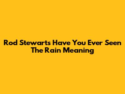 Rod Stewart's "Have You Ever Seen The Rain" Meaning