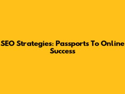 SEO Strategies: Passports To Online Success