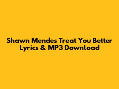 Shawn Mendes Treat You Better Lyrics & MP3 Download