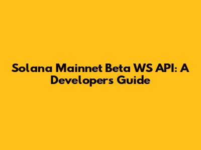 Solana Mainnet Beta WS API: A Developer's Guide