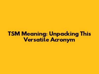 TSM Meaning: Unpacking This Versatile Acronym