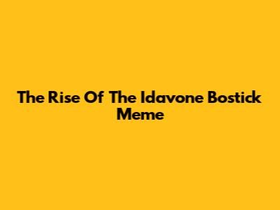 The Rise Of The Idavone Bostick Meme