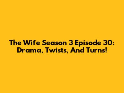 The Wife Season 3 Episode 30: Drama, Twists, And Turns!