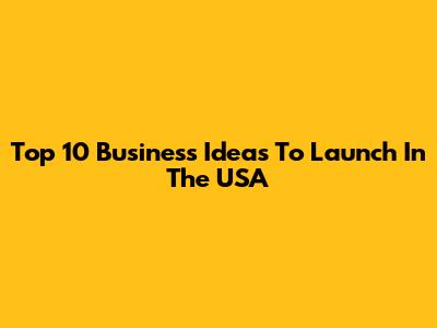 Top 10 Business Ideas To Launch In The USA