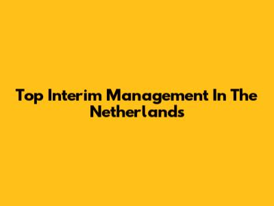Top Interim Management In The Netherlands