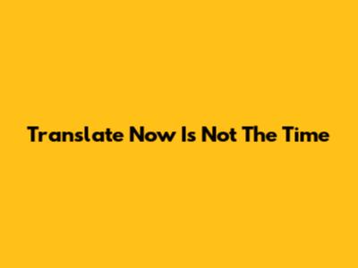 Translate 'Now Is Not The Time'