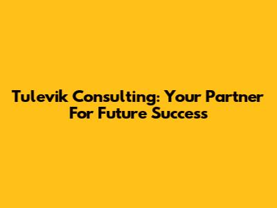 Tulevik Consulting: Your Partner For Future Success