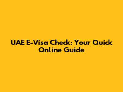 UAE E-Visa Check: Your Quick Online Guide