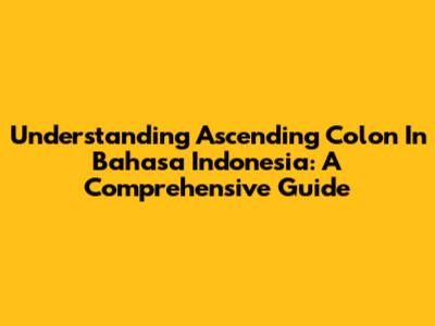 Understanding Ascending Colon In Bahasa Indonesia: A Comprehensive Guide