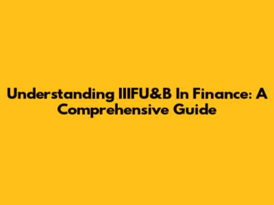 Understanding IIIFU&B In Finance: A Comprehensive Guide