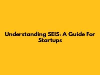 Understanding SEIS: A Guide For Startups