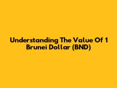 Understanding The Value Of 1 Brunei Dollar (BND)