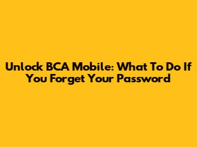 Unlock BCA Mobile: What To Do If You Forget Your Password